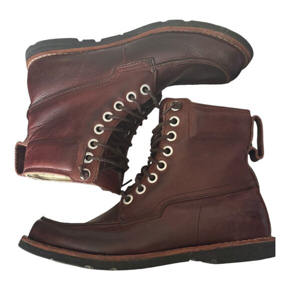 Timberland - Earthkeepers Moc toe Leather Brown Plum Boots size 8 - Picture 6 of 14